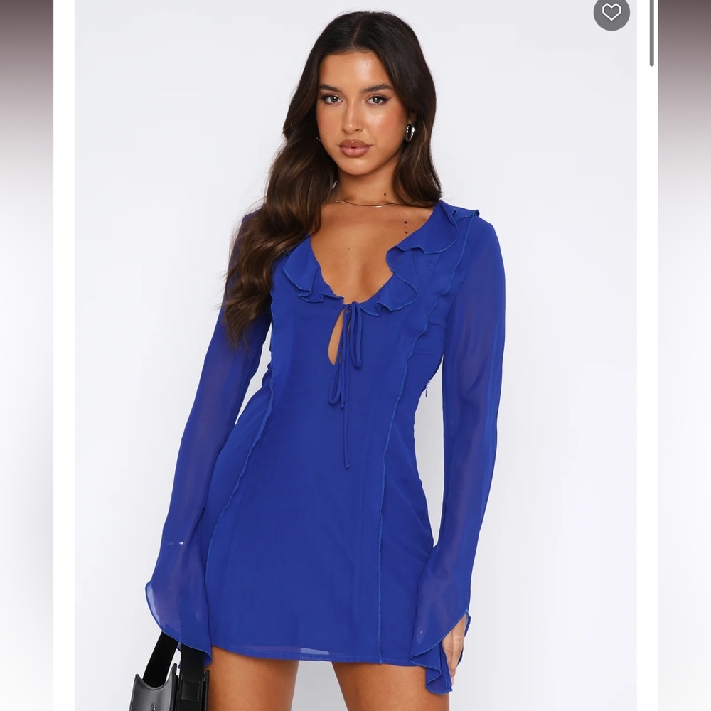 Falling To Pieces Long Sleeve Mini Dress Azure